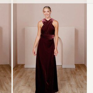 Revelry Micah Convertible Velvet Dress Burgundy Size Small